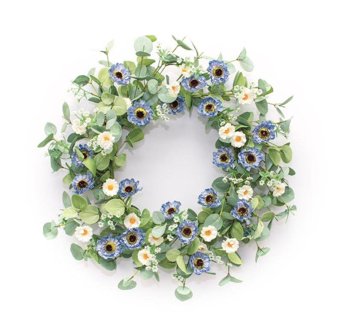 Cornflower and Eucalyptus Wreath 21.5"D