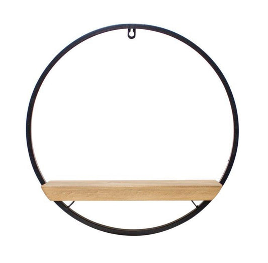 Wood Circle Shelf in Metal Frame 17.5"D