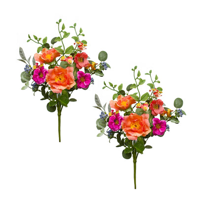 Bright Floral Bouquet with Assorted Foliage (Set of 2)