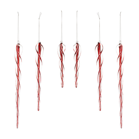 Spiral Glass Icicle Drop Ornament (Set of 6)