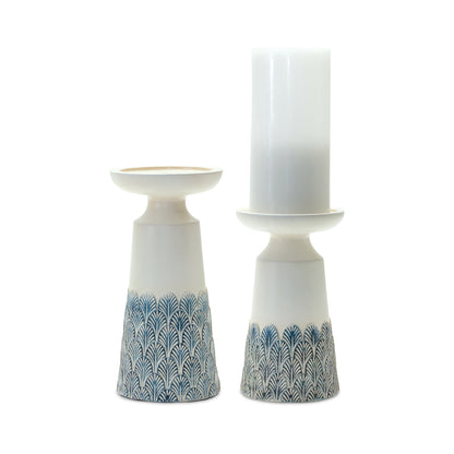 Geometric Leaf Print Candle Holder (Set of 2)