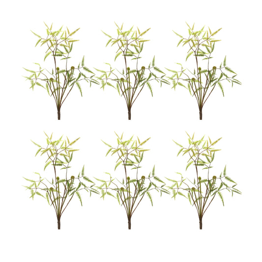 Mini Fern Foliage Bush with Sprout Accent (Set of 6)