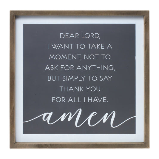 Wooden Thank You Prayer Plaque 19.75"SQ