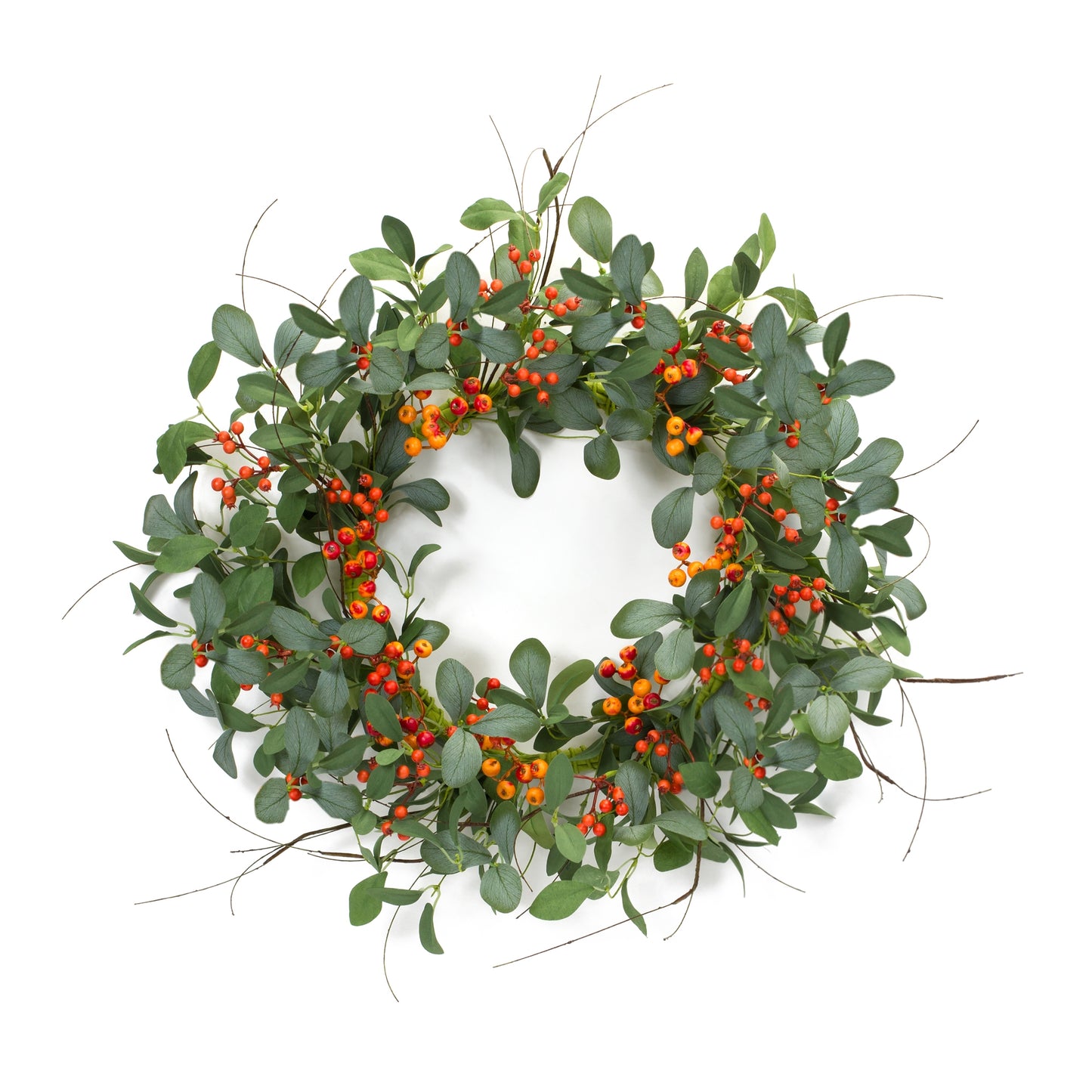 Foliage and Berry Twig Wreath 21"D