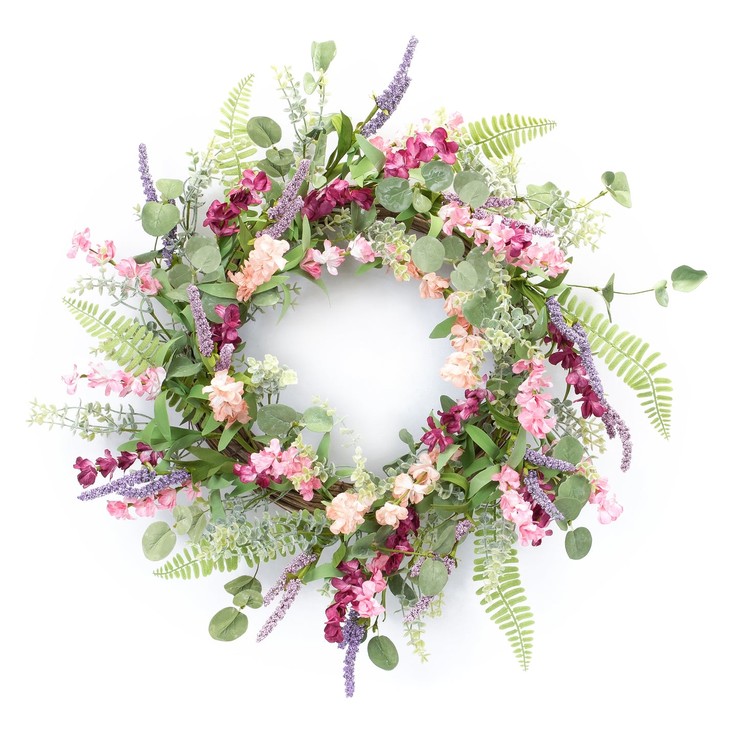 Mixed Floral and Fern Wreath 19.5"D