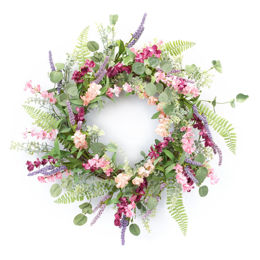 Mixed Floral and Fern Wreath 19.5"D