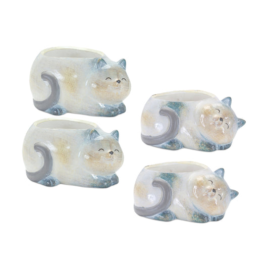 Happy Cat Terra Cotta Planter (Set of 4)