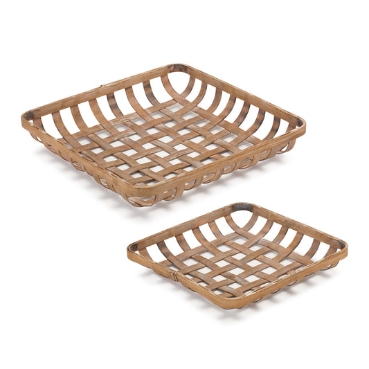 Square Bamboo Basket Tray (Set of 2)