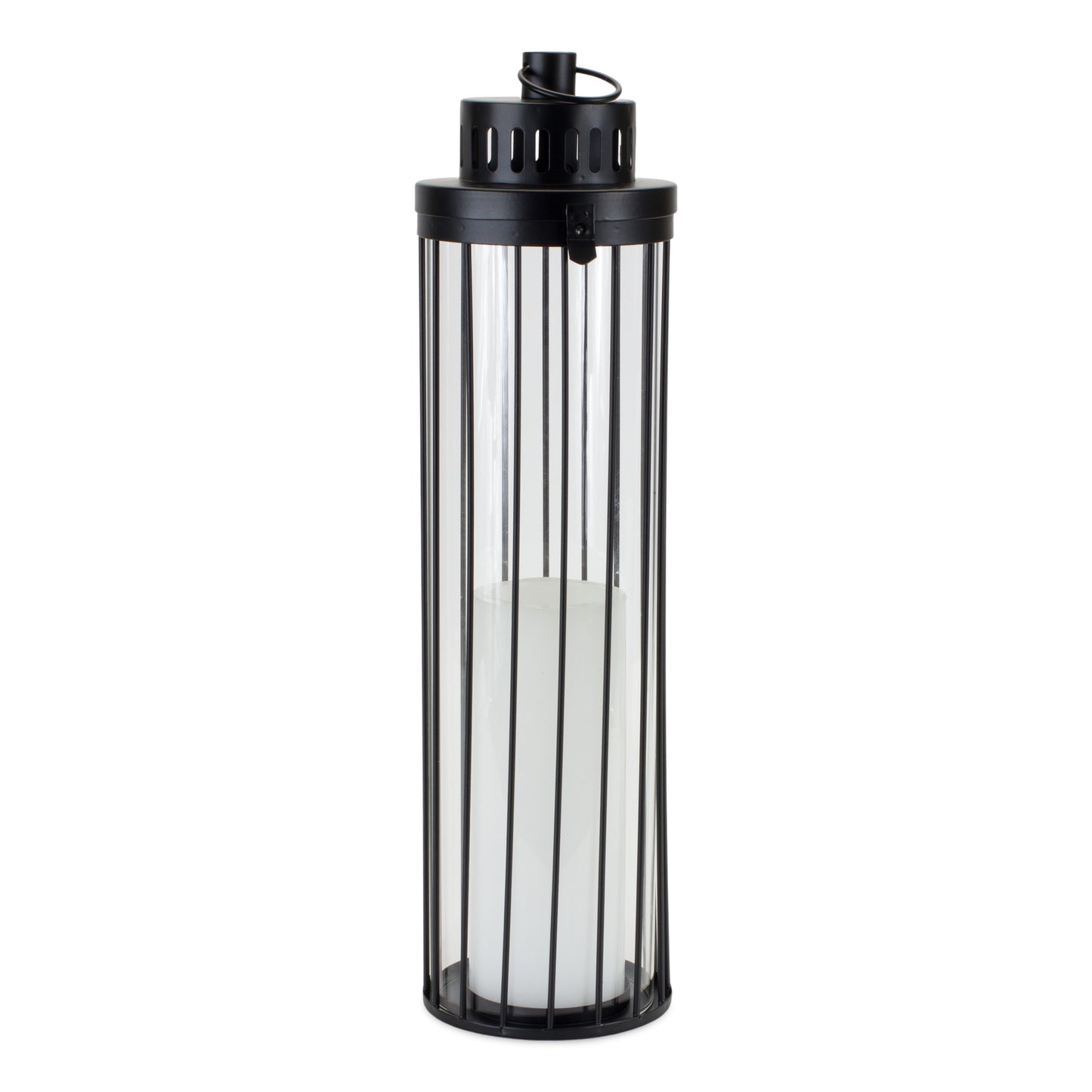 Modern Round Metal Floor Lantern 18"H