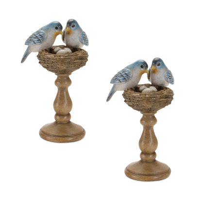 Bird Nest Pedestal Figurine (Set of 2)