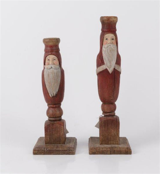 Rustic Santa Candle Holder (Set of 2)
