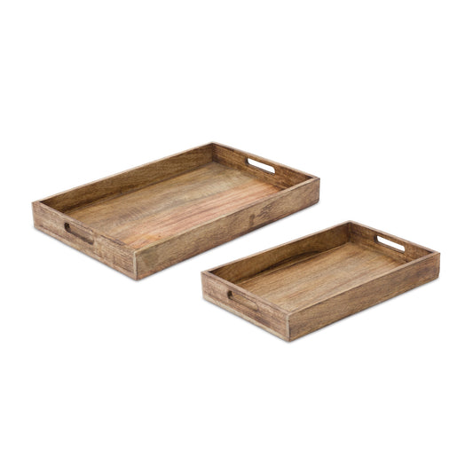 Decorative Wooden Tray (Set of 2)