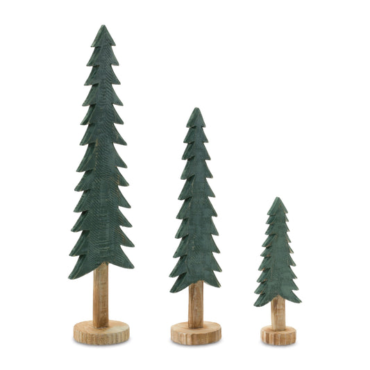 Wood Tabletop Pine Tree (Set of 3)