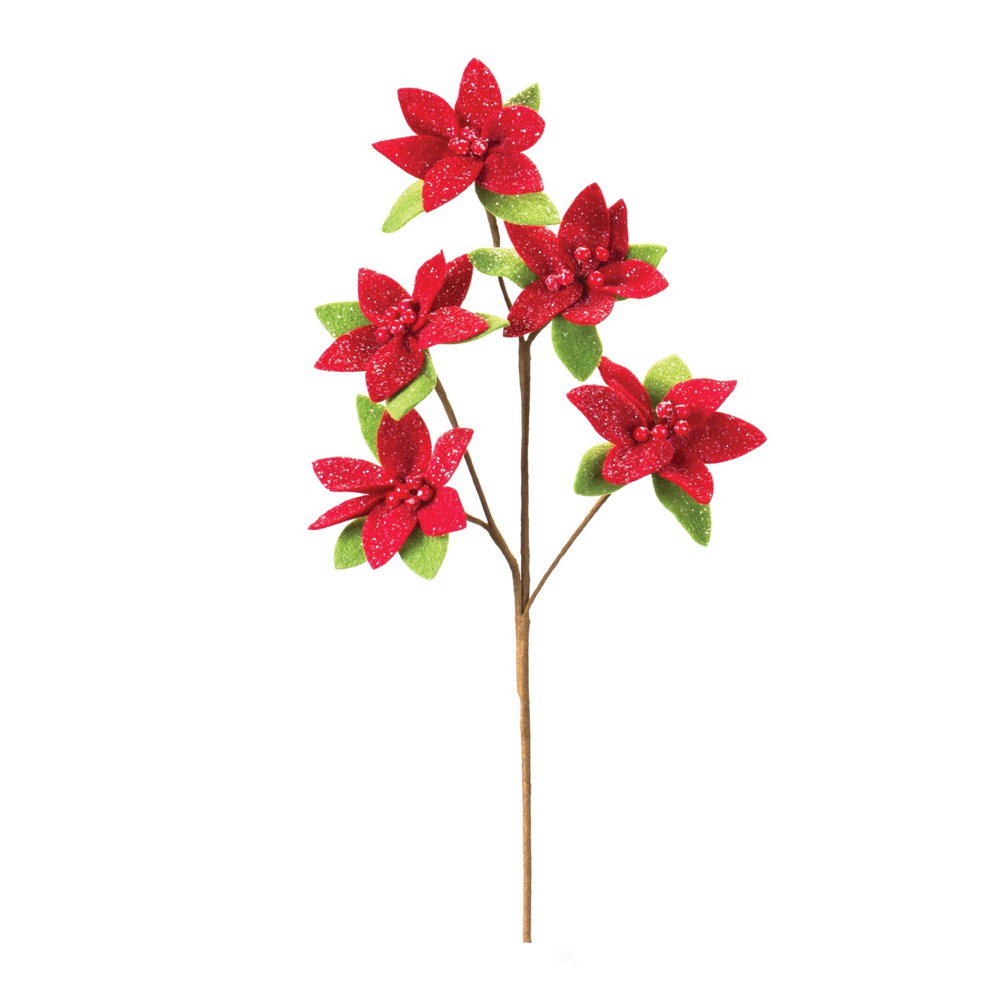 Glittered Poinsettia Flower Spray (Set of 6)