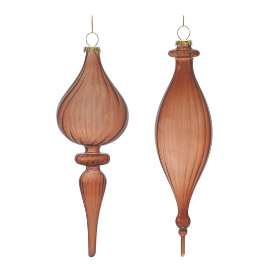 Ribbed Glass Finial Ornament (Set of 6)