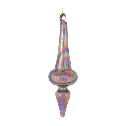 Irredescent Glass Finial Drop Ornament (Set of 12)