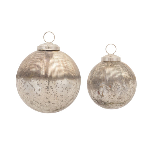 Distressed Crackle Glass Ball Ornament (Set of 12)