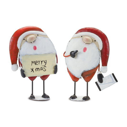 Metal Singing Santa (Set of 2)