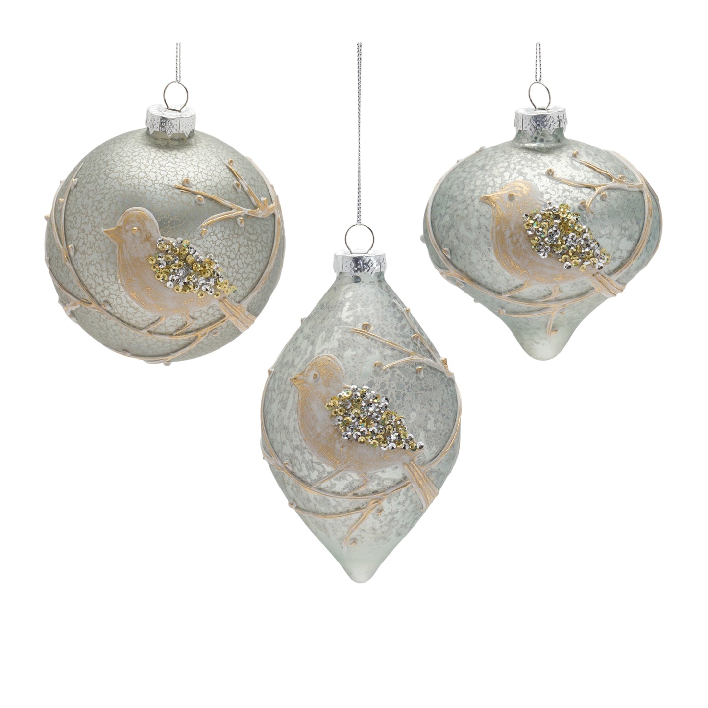 Beaded Glass Bird Ornament (Set of 6)