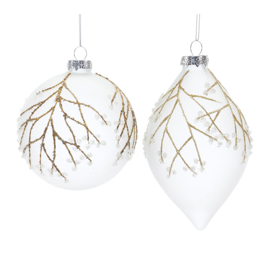 Glittered Glass Tree Branch Ornament (Set of 6)