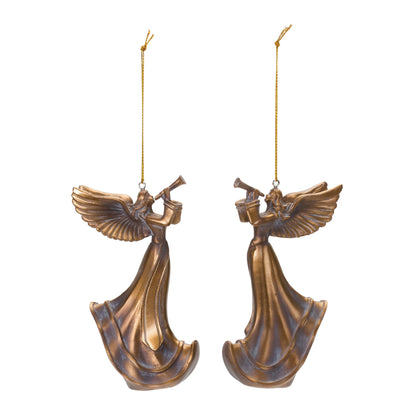 Bronze Trumpet Angel Ornament (Set of 6)