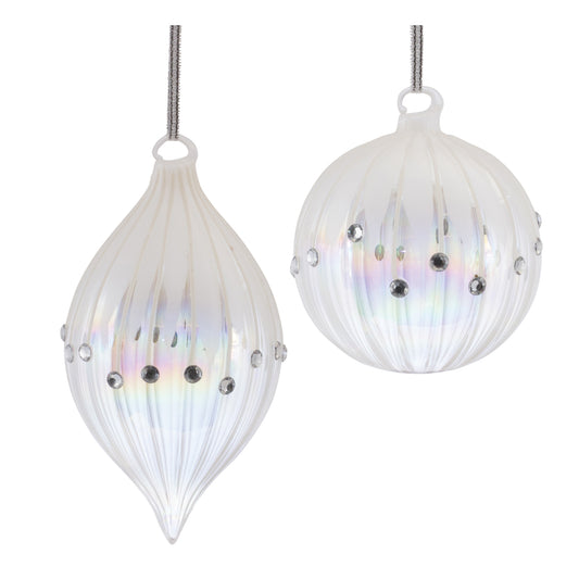 Irredescent Jeweled Glass Ornament (Set of 6)