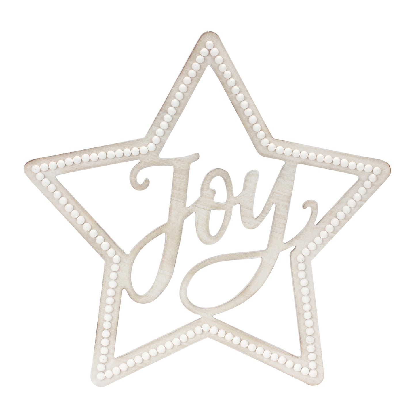 Beaded Wood Star with Joy Sentiment (Set of 2)