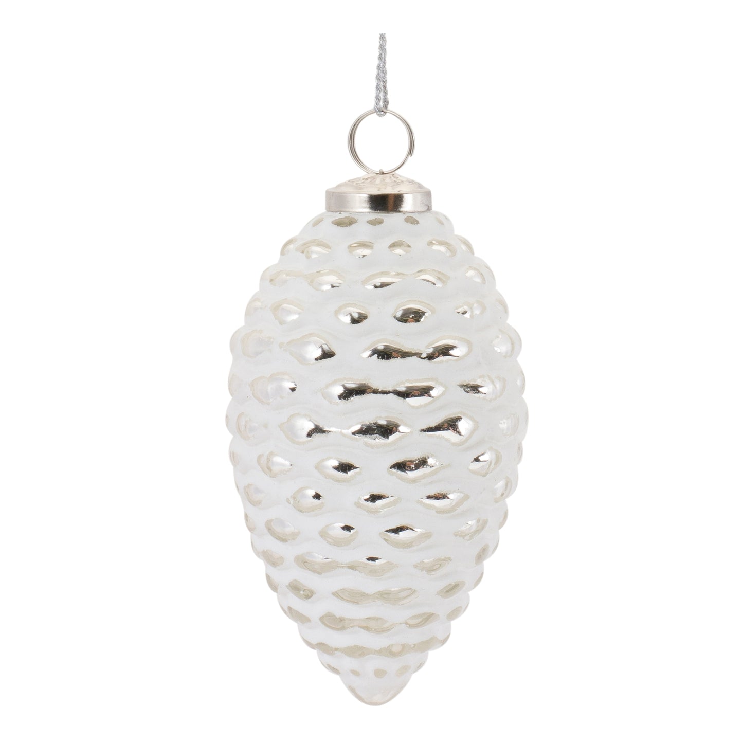 Frosted Glass Pinecone Ornament (Set of 4)