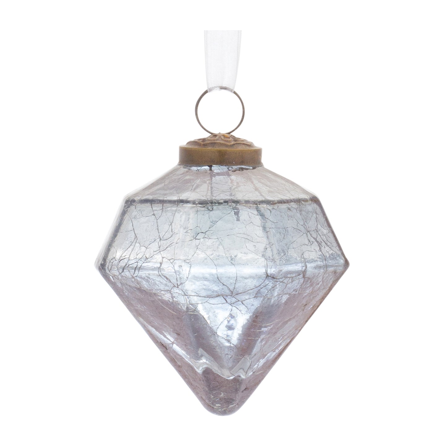 Blue Crackle Glass Ornament (Set of 6)