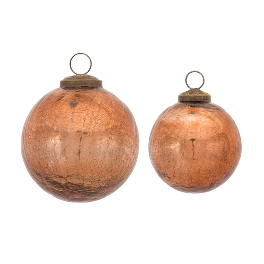 Copper Crackle Glass Ornament (Set of 6)