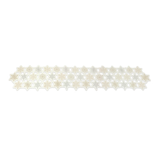 Embroidered Snowflake Table Runner 68"L