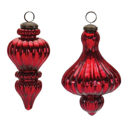 Mercury Glass Finial Drop Ornament (Set of 4)