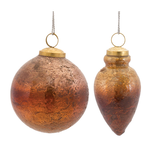 Distressed Mercury Glass Ornmanet (Set of 6)