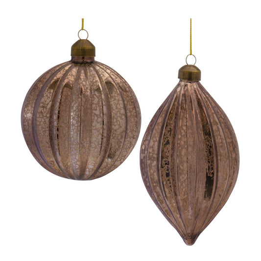 Ribbed Mercury Glass Ornament (Set of 6)