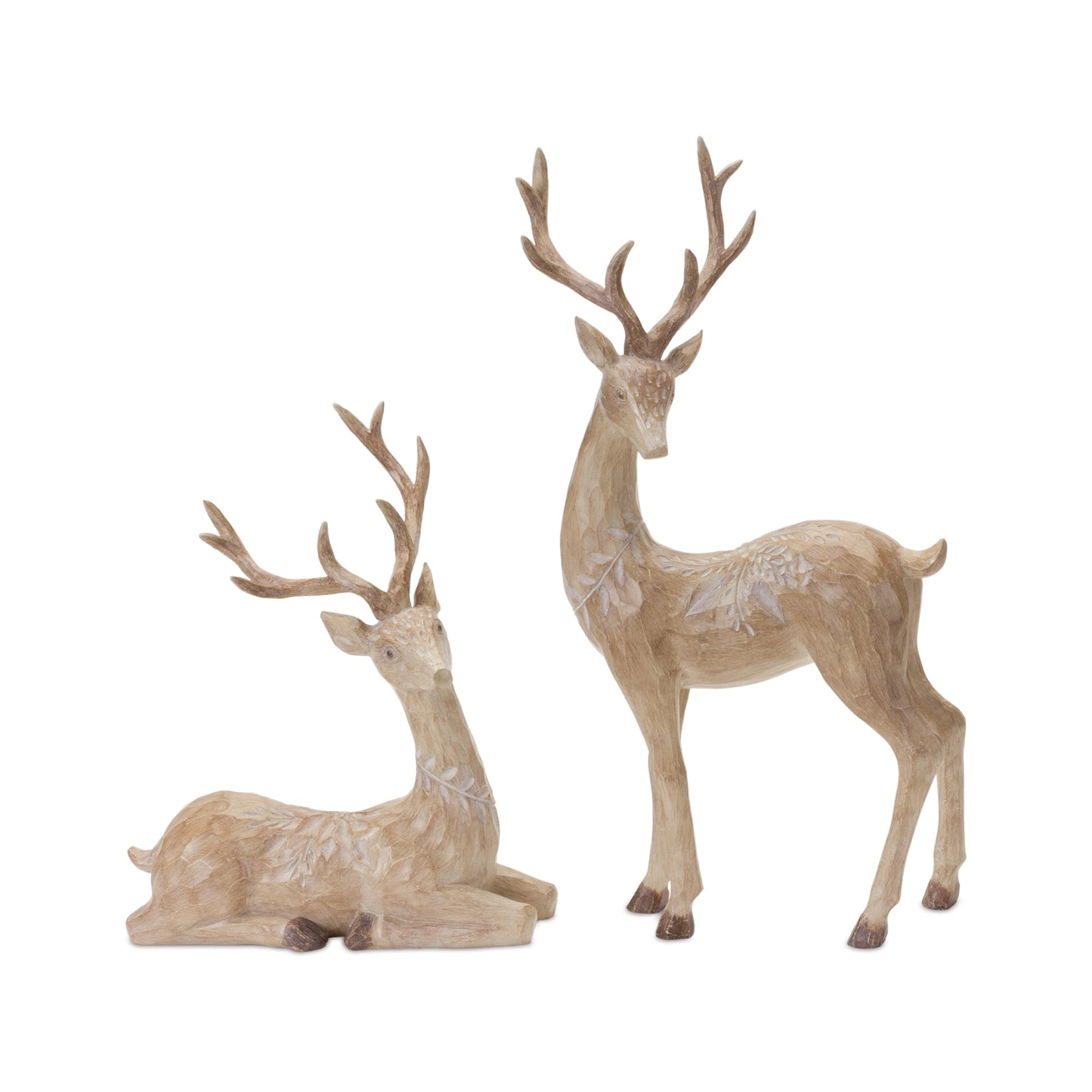 Carved Deer Figurine (Set of 2)