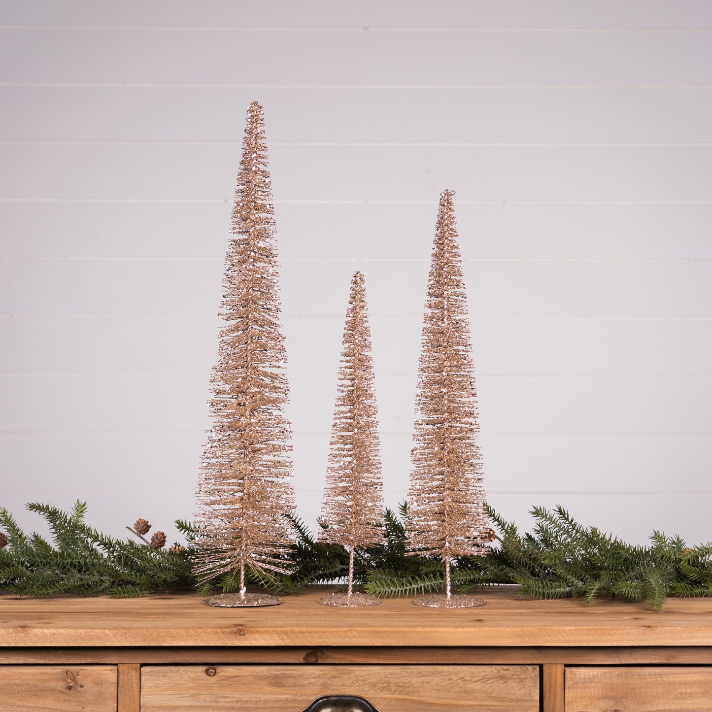 Gold Bottle Brush Pine Tree (Set of 6)