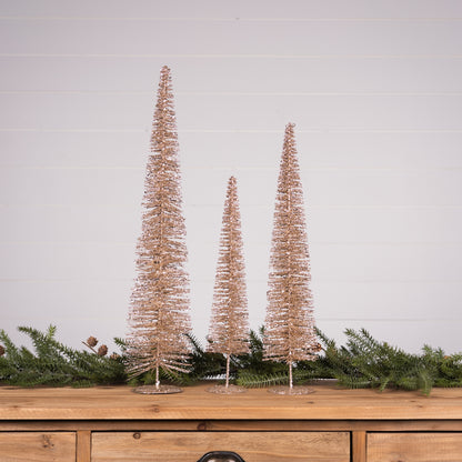 Gold Bottle Brush Pine Tree (Set of 6)