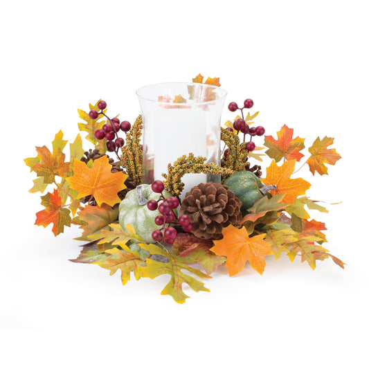Fall Leaf Pumpkin Candle Holder 16"D