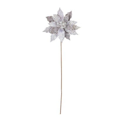 Glittered Poinsettia Flower Stem (Set of 6)