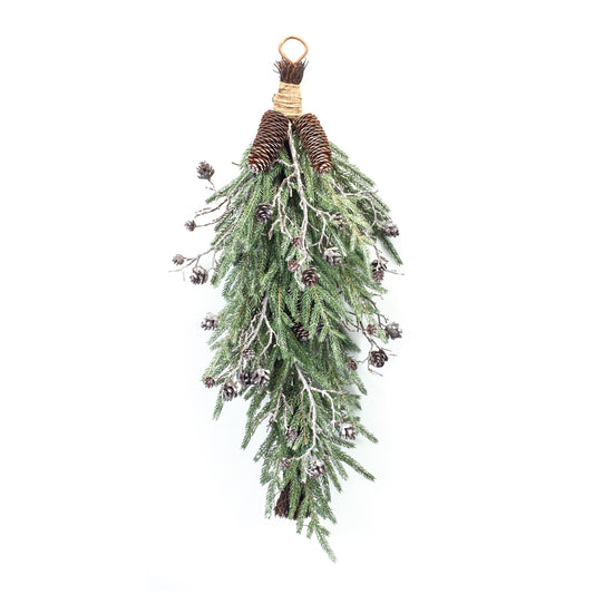 Frosted Pine Cone Twig Swag 31"H