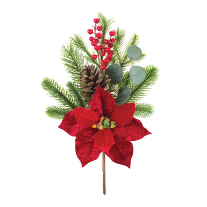 Poinsettia Pine and Eucalyptus Spray (Set of 2)