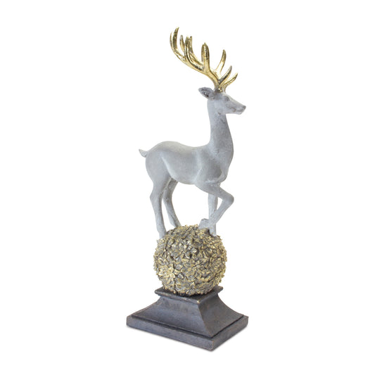 Winter Deer Figurine on Orb 14"H
