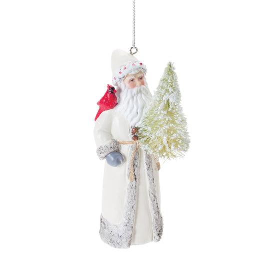 Santa with Cardinal Bird Ornament (Set of 6)