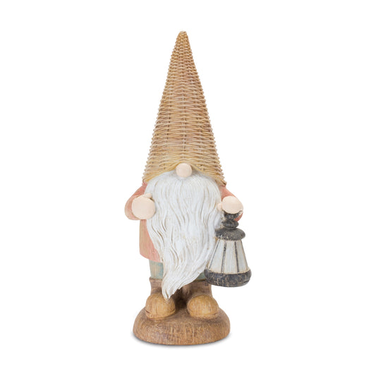 Wicker Gnome with Lantern 14"H