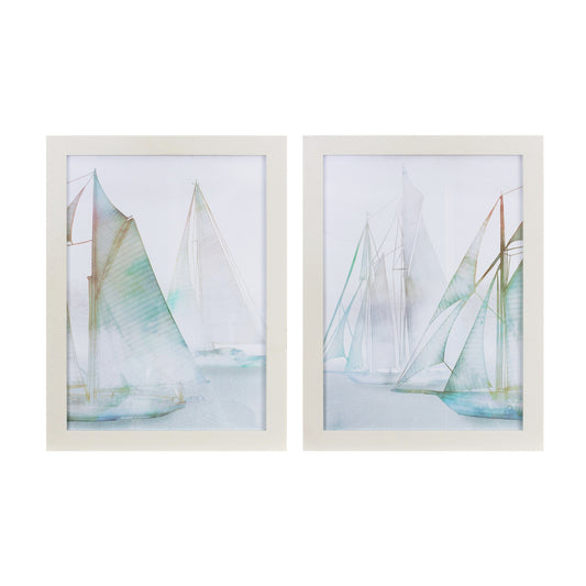Framed Watercolor Sailboat Print (Set of 2)