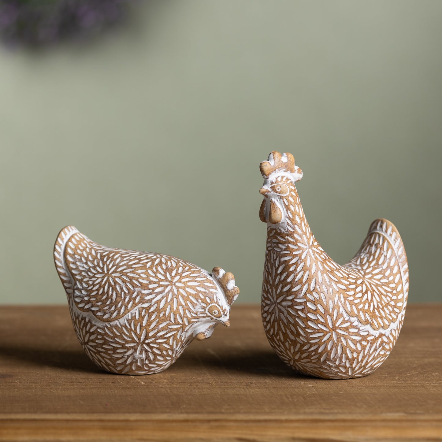Etched Chicken Figurine (Set of 2)