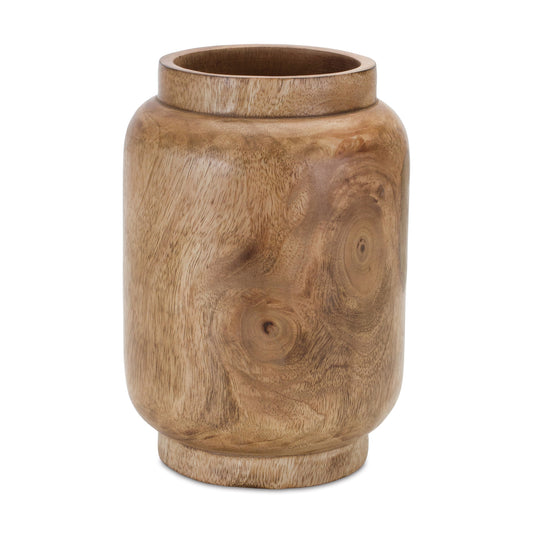 Natural Wood Vase 8"H