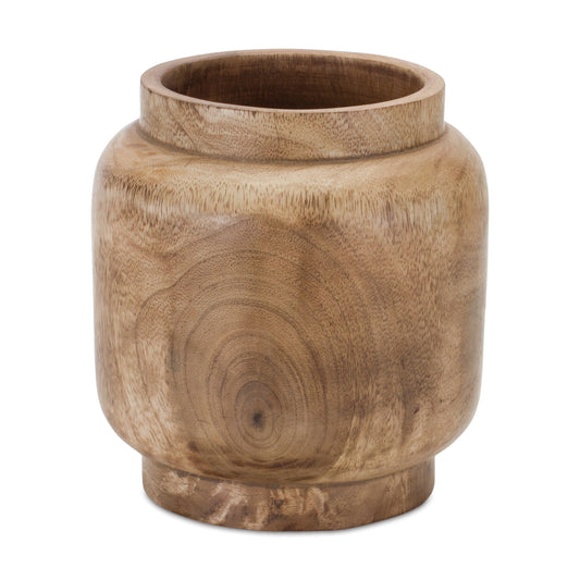 Natural Wood Vase 6"H