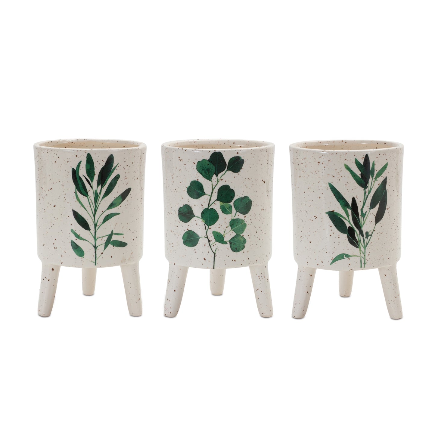 Footed Foliage Print Planter (Set of 3)