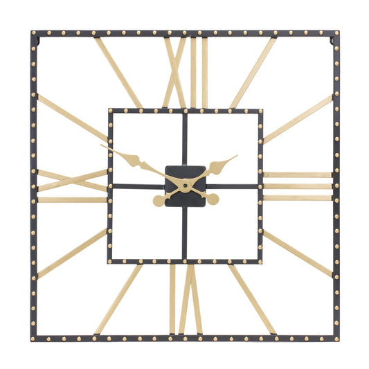 Metal Square Wall Clock with Roman Numberals 23.5"SQ